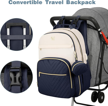 MOMUVO Diaper Backpack for Women Large Capacity with Insulated Pockets Diaper Bags For Baby Girl Boy Waterproof Baby Bags