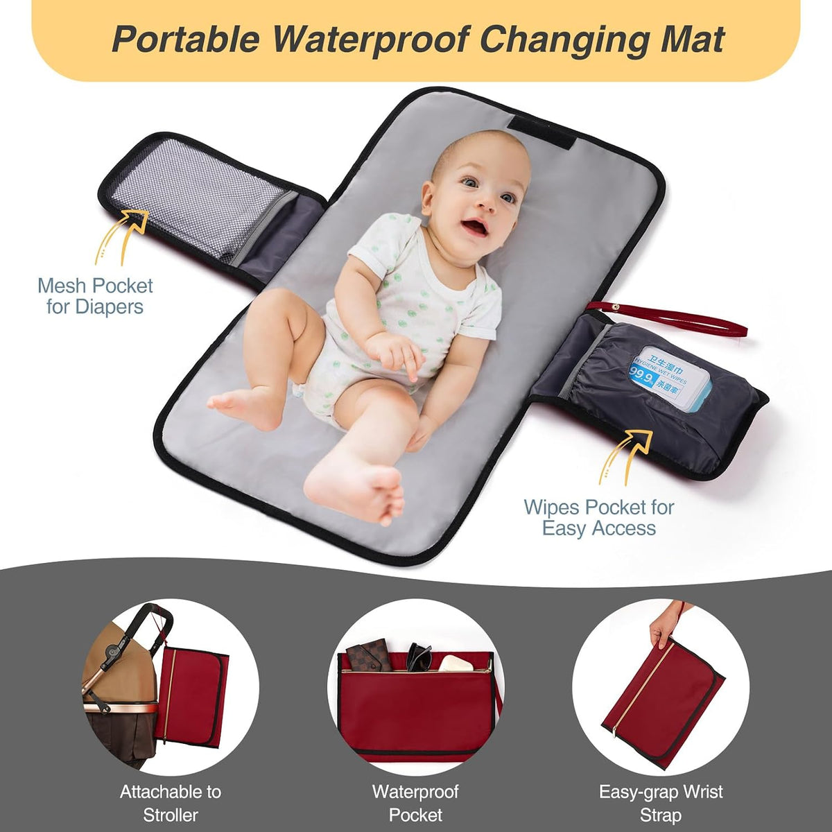 MOMUVO Diaper Backpack for Women Large Capacity with Insulated Pockets Diaper Bags For Baby Girl Boy Waterproof Baby Bags