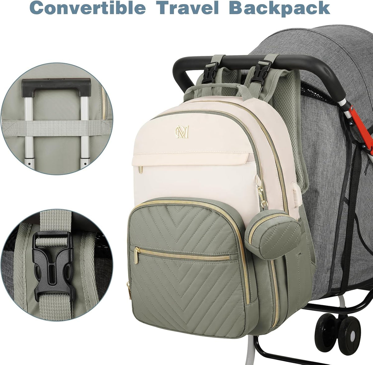 MOMUVO Diaper Backpack for Women Large Capacity with Insulated Pockets Diaper Bags For Baby Girl Boy Waterproof Baby Bags