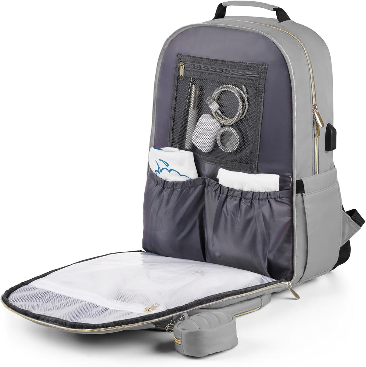 MOMUVO Diaper Backpack for Women Large Capacity with Insulated Pockets Diaper Bags For Baby Girl Boy Waterproof Baby Bags