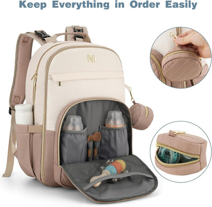 MOMUVO Diaper Backpack for Women Large Capacity with Insulated Pockets Diaper Bags For Baby Girl Boy Waterproof Baby Bags