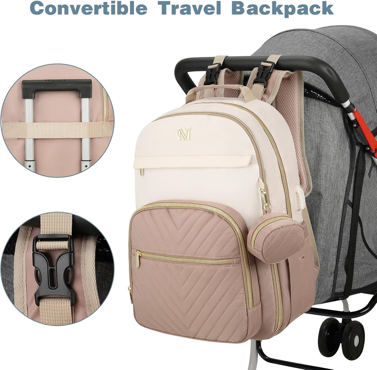 MOMUVO Diaper Backpack for Women Large Capacity with Insulated Pockets Diaper Bags For Baby Girl Boy Waterproof Baby Bags