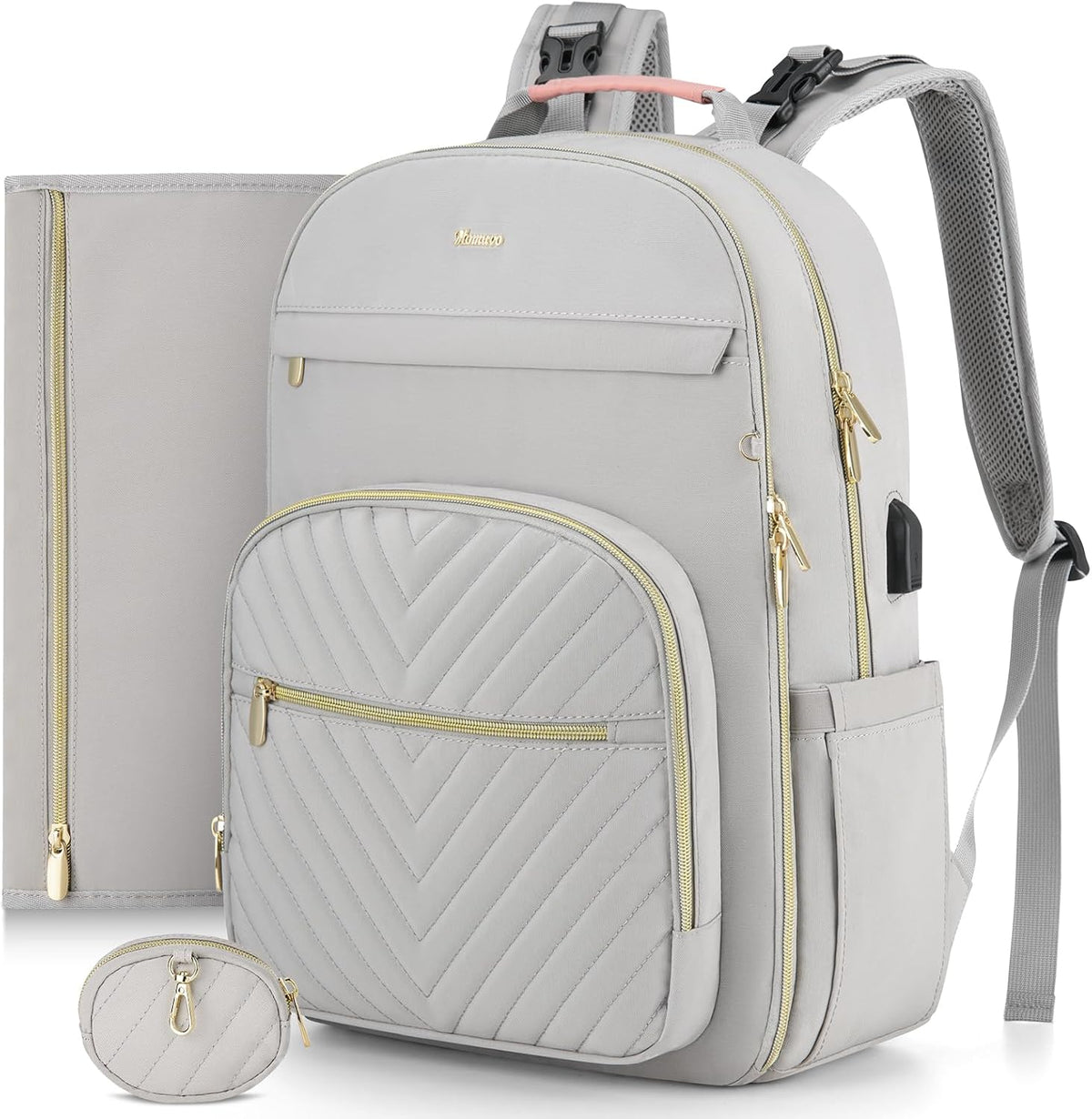 MOMUVO Diaper Backpack for Women Large Capacity with Insulated Pockets Diaper Bags For Baby Girl Boy Waterproof Baby Bags