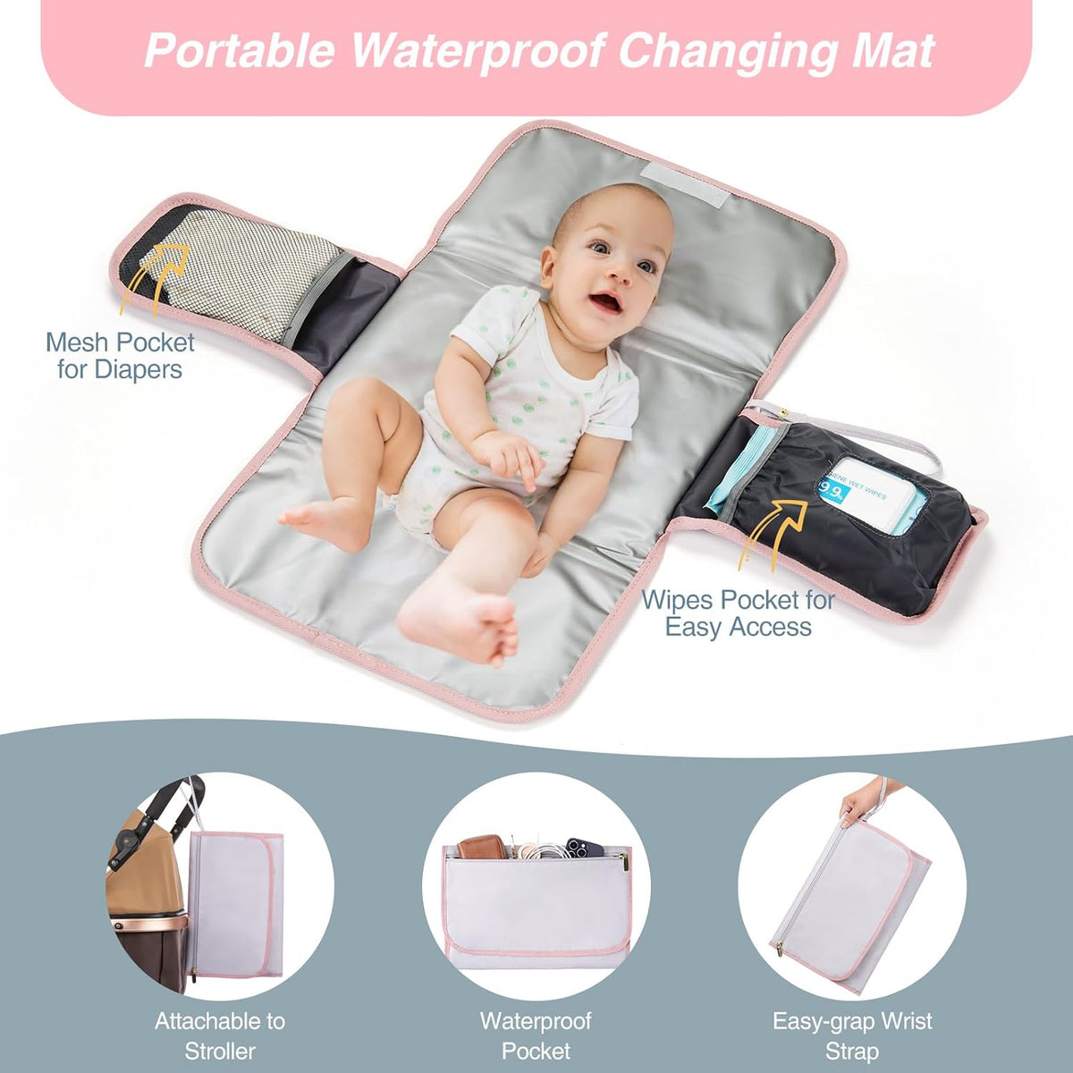 MOMUVO Diaper Backpack for Women Large Capacity with Insulated Pockets Diaper Bags For Baby Girl Boy Waterproof Baby Bags