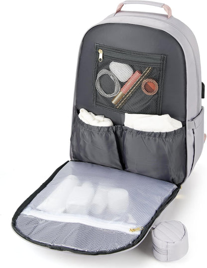 MOMUVO Diaper Backpack for Women Large Capacity with Insulated Pockets Diaper Bags For Baby Girl Boy Waterproof Baby Bags