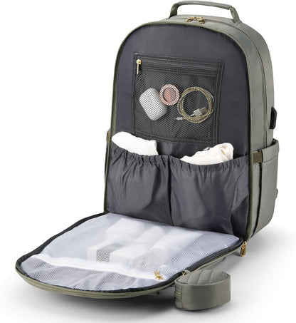 MOMUVO Diaper Backpack for Women Large Capacity with Insulated Pockets Diaper Bags For Baby Girl Boy Waterproof Baby Bags
