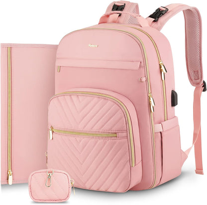 MOMUVO Diaper Backpack for Women Large Capacity with Insulated Pockets Diaper Bags For Baby Girl Boy Waterproof Baby Bags