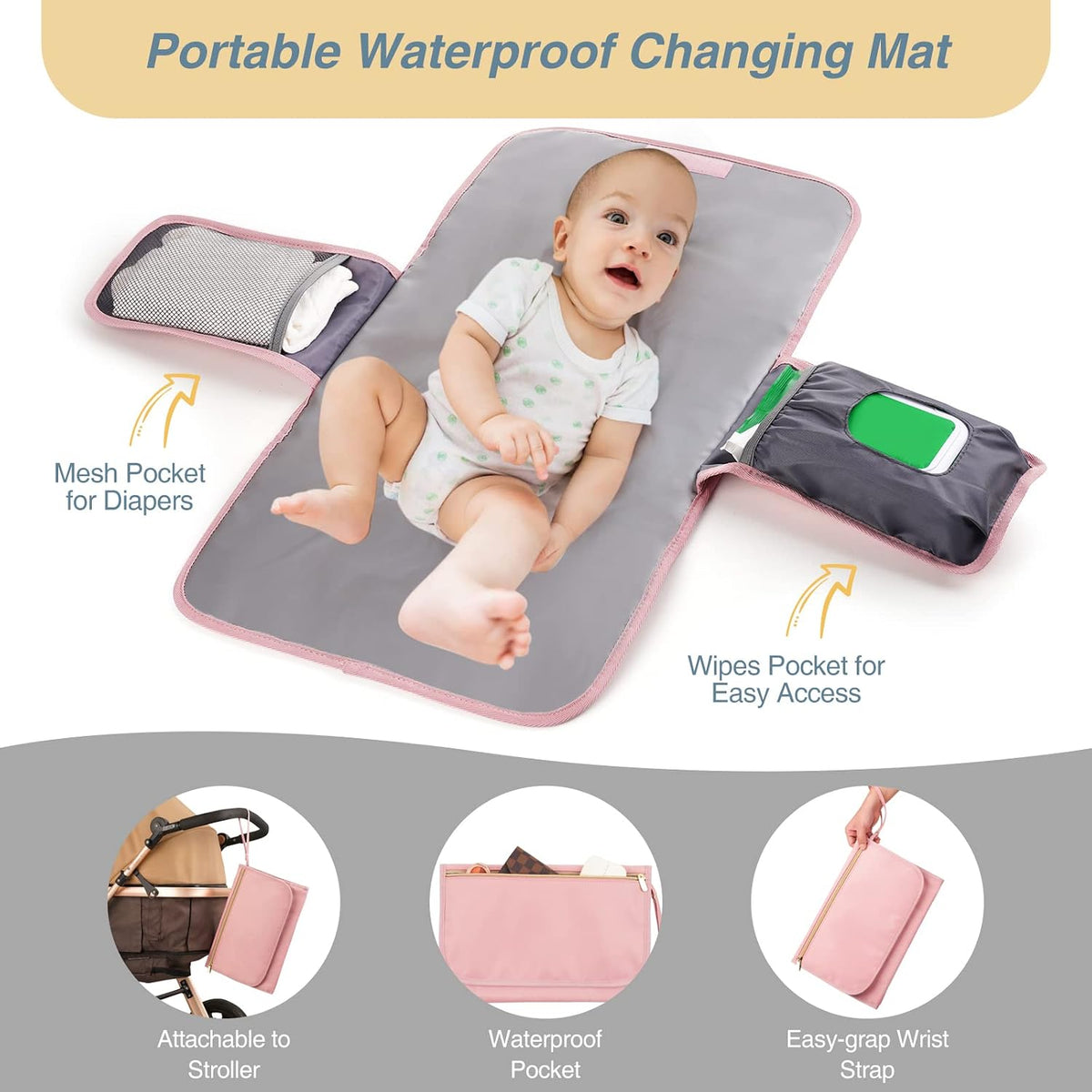 MOMUVO Diaper Backpack for Women Large Capacity with Insulated Pockets Diaper Bags For Baby Girl Boy Waterproof Baby Bags
