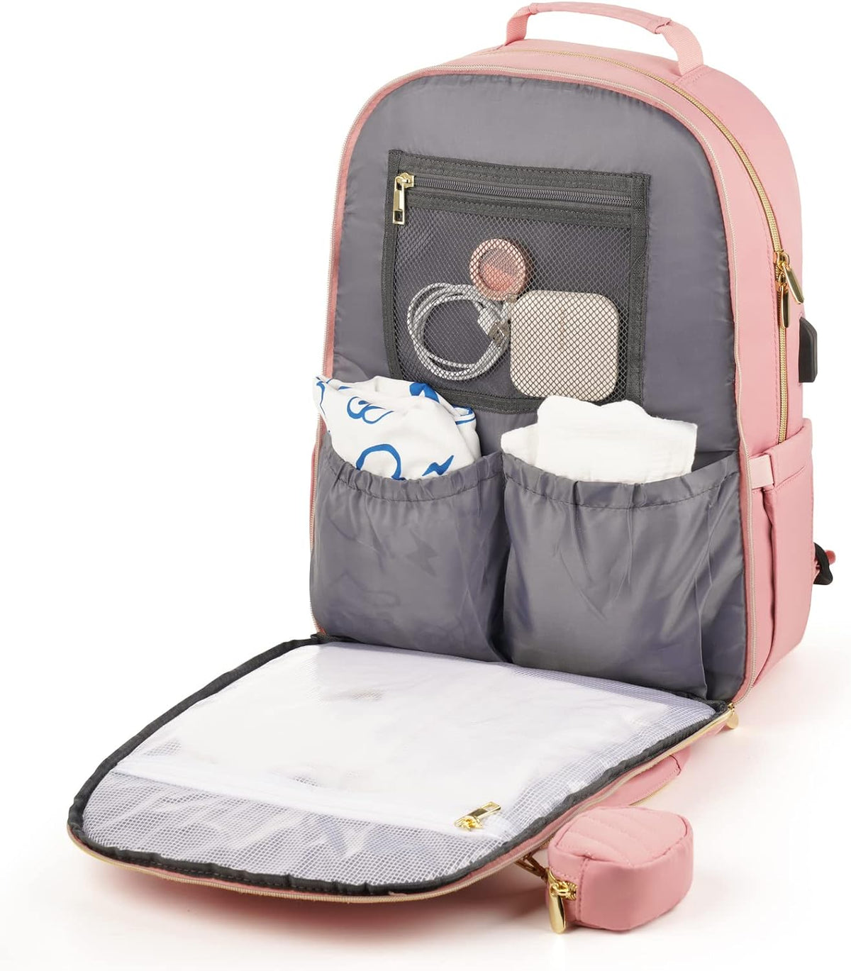 MOMUVO Diaper Backpack for Women Large Capacity with Insulated Pockets Diaper Bags For Baby Girl Boy Waterproof Baby Bags