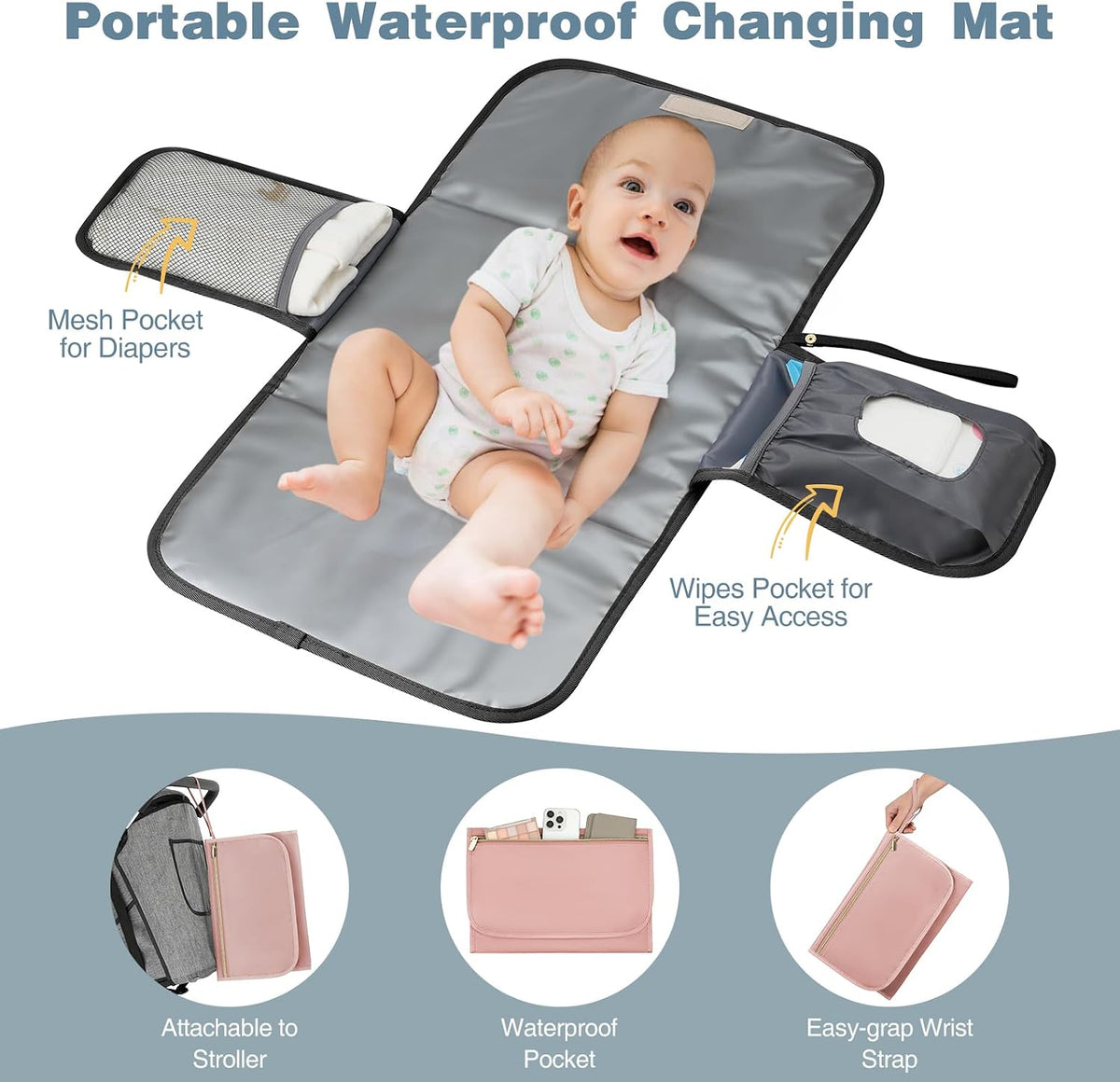MOMUVO Diaper Backpack for Women Large Capacity with Insulated Pockets Diaper Bags For Baby Girl Boy Waterproof Baby Bags