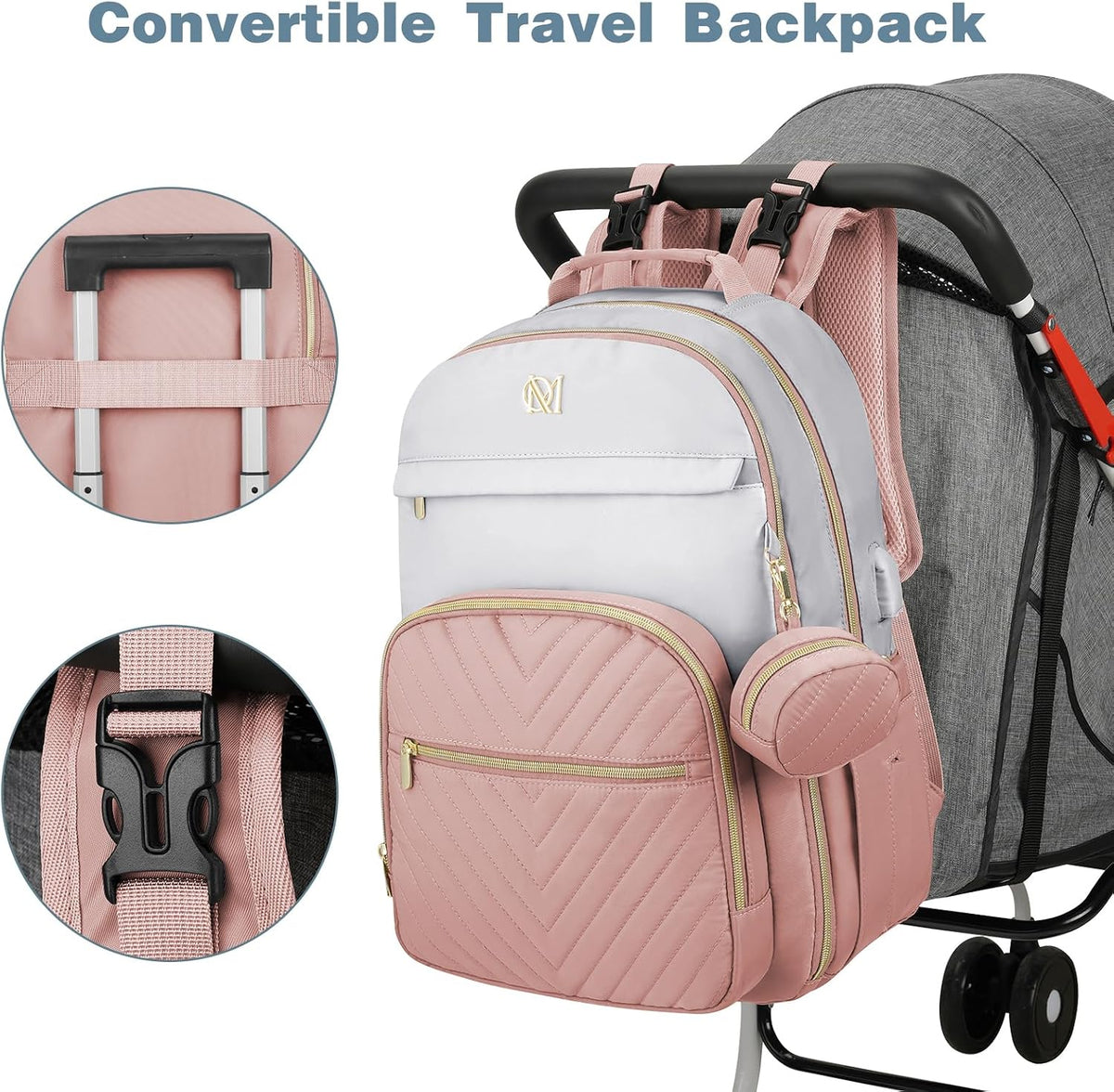 MOMUVO Diaper Backpack for Women Large Capacity with Insulated Pockets Diaper Bags For Baby Girl Boy Waterproof Baby Bags