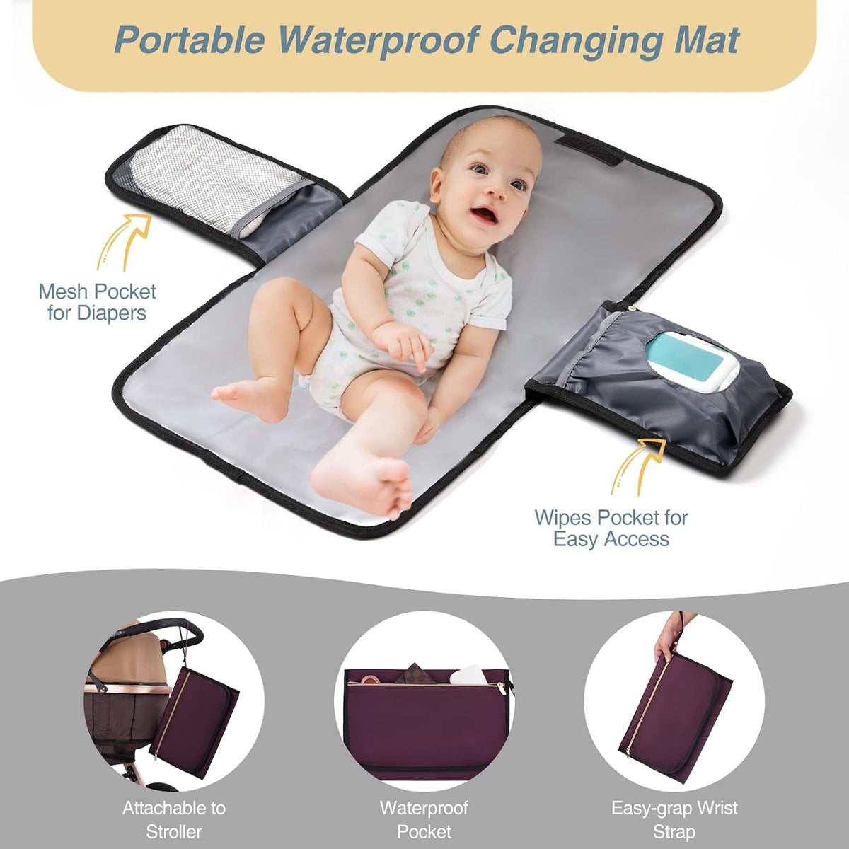 MOMUVO Diaper Backpack for Women Large Capacity with Insulated Pockets Diaper Bags For Baby Girl Boy Waterproof Baby Bags