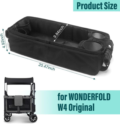 W2 Stroller Snack Tray for Wonderfold Wagon W2, Stroller Cup Holder Toy Storage W2 Wagon Accessories with Side Mesh Pockets, Height Increase, Double Sided Snack Tray 15.4"×9.4“