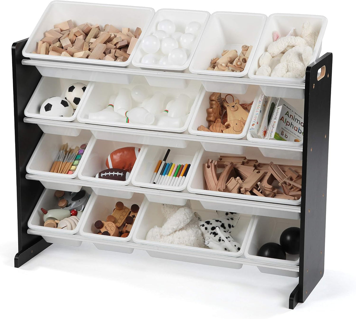 Kids Toy Organizer with 16 Bins, 4 Tier Storage for Playroom