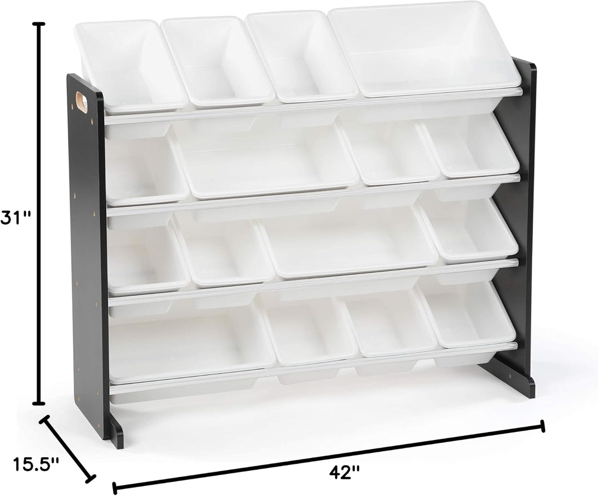 Kids Toy Organizer with 16 Bins, 4 Tier Storage for Playroom