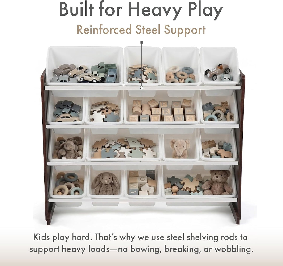 Kids Toy Organizer with 16 Bins, 4 Tier Storage for Playroom