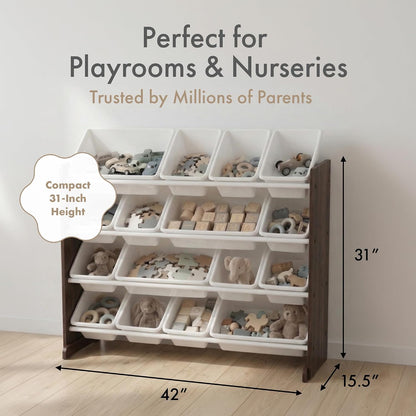 Kids Toy Organizer with 16 Bins, 4 Tier Storage for Playroom