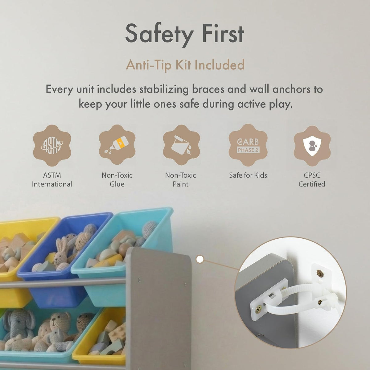 Kids Toy Organizer with 16 Bins, 4 Tier Storage for Playroom