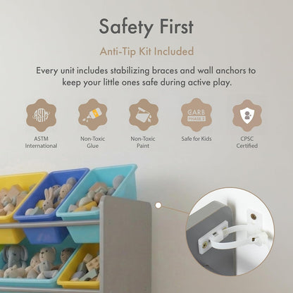 Kids Toy Organizer with 16 Bins, 4 Tier Storage for Playroom