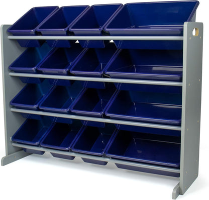 Kids Toy Organizer with 16 Bins, 4 Tier Storage for Playroom