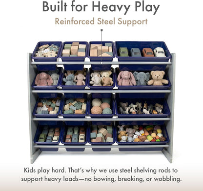 Kids Toy Organizer with 16 Bins, 4 Tier Storage for Playroom