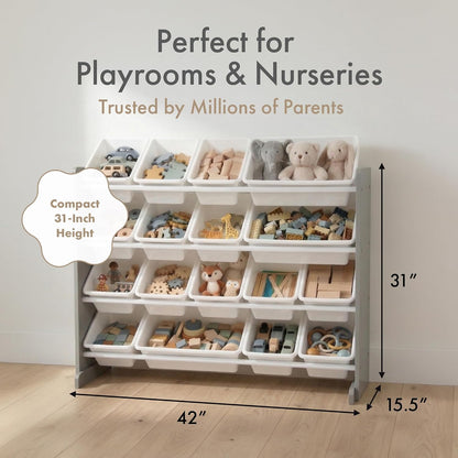 Kids Toy Organizer with 16 Bins, 4 Tier Storage for Playroom