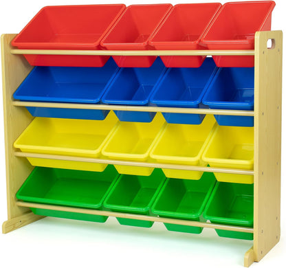 Kids Toy Organizer with 16 Bins, 4 Tier Storage for Playroom