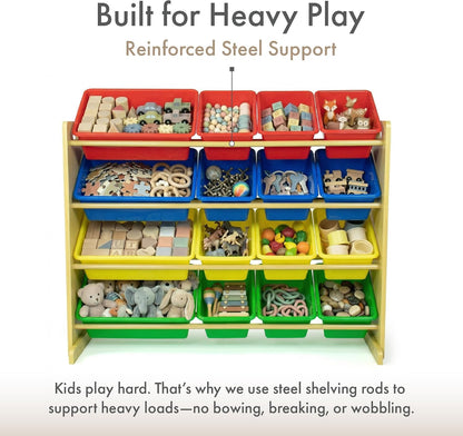 Kids Toy Organizer with 16 Bins, 4 Tier Storage for Playroom