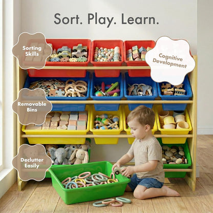 Kids Toy Organizer with 16 Bins, 4 Tier Storage for Playroom
