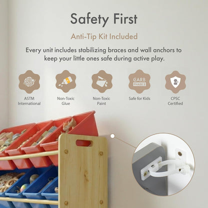 Kids Toy Organizer with 16 Bins, 4 Tier Storage for Playroom
