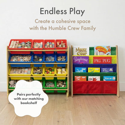 Kids Toy Organizer with 16 Bins, 4 Tier Storage for Playroom