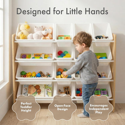 Kids Toy Organizer with 16 Bins, 4 Tier Storage for Playroom