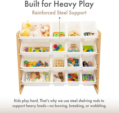 Kids Toy Organizer with 16 Bins, 4 Tier Storage for Playroom