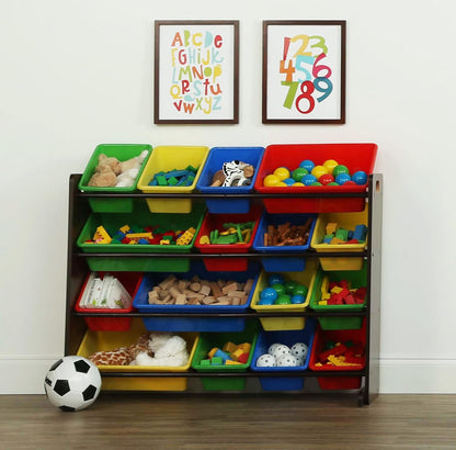 Kids Toy Organizer with 16 Bins, 4 Tier Storage for Playroom