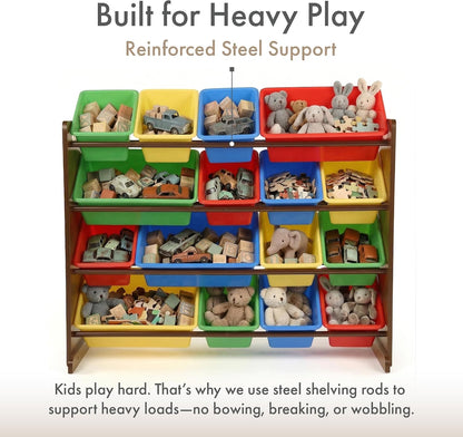 Kids Toy Organizer with 16 Bins, 4 Tier Storage for Playroom