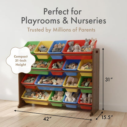 Kids Toy Organizer with 16 Bins, 4 Tier Storage for Playroom