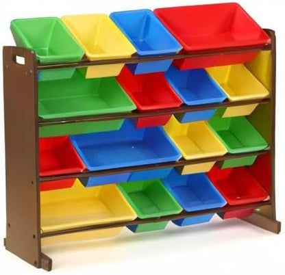 Kids Toy Organizer with 16 Bins, 4 Tier Storage for Playroom