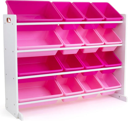 Kids Toy Organizer with 16 Bins, 4 Tier Storage for Playroom