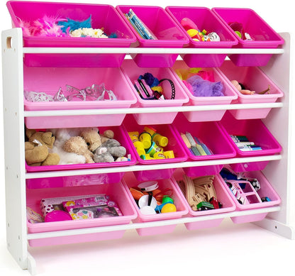 Kids Toy Organizer with 16 Bins, 4 Tier Storage for Playroom