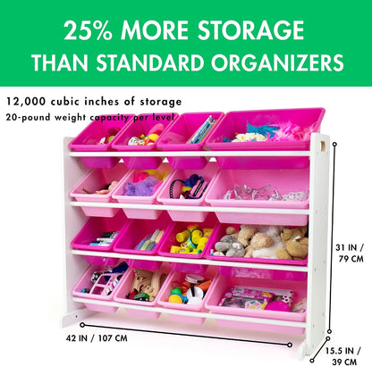 Kids Toy Organizer with 16 Bins, 4 Tier Storage for Playroom