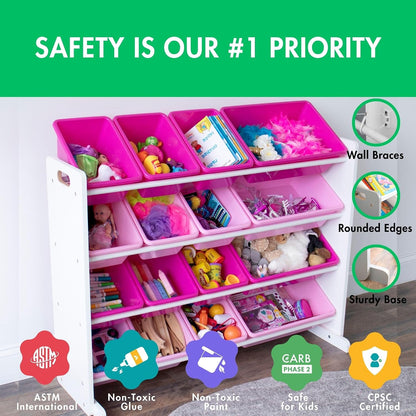 Kids Toy Organizer with 16 Bins, 4 Tier Storage for Playroom