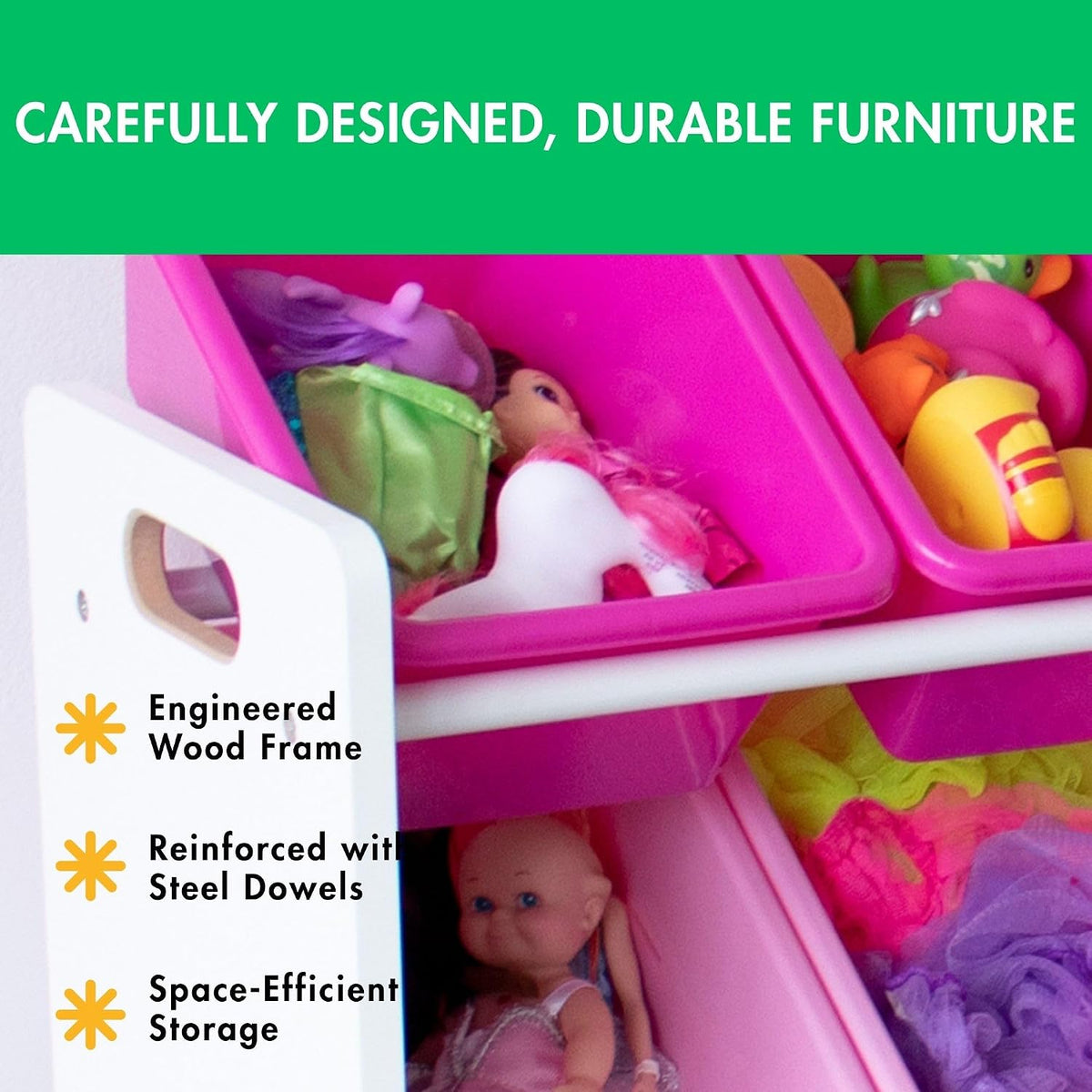 Kids Toy Organizer with 16 Bins, 4 Tier Storage for Playroom