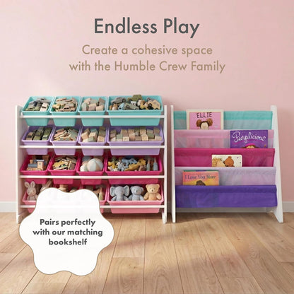 Kids Toy Organizer with 16 Bins, 4 Tier Storage for Playroom