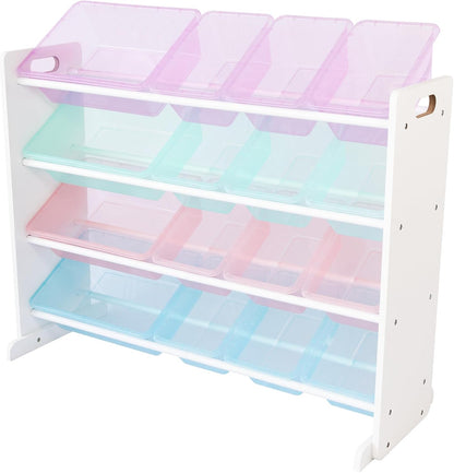 Kids Toy Organizer with 16 Bins, 4 Tier Storage for Playroom