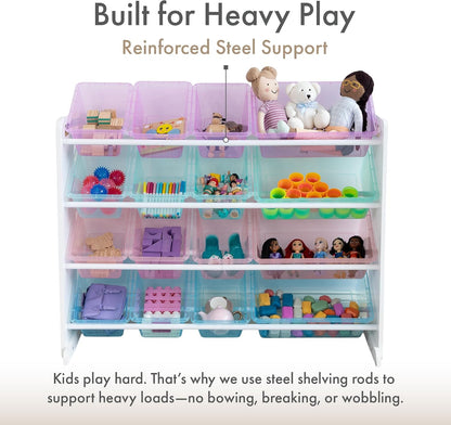 Kids Toy Organizer with 16 Bins, 4 Tier Storage for Playroom
