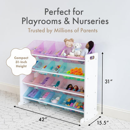 Kids Toy Organizer with 16 Bins, 4 Tier Storage for Playroom