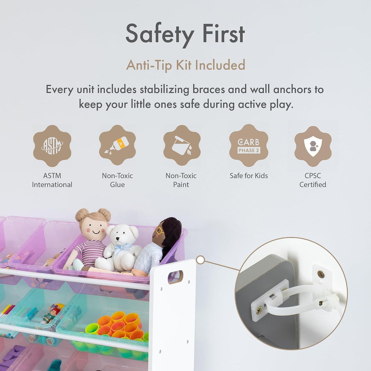 Kids Toy Organizer with 16 Bins, 4 Tier Storage for Playroom