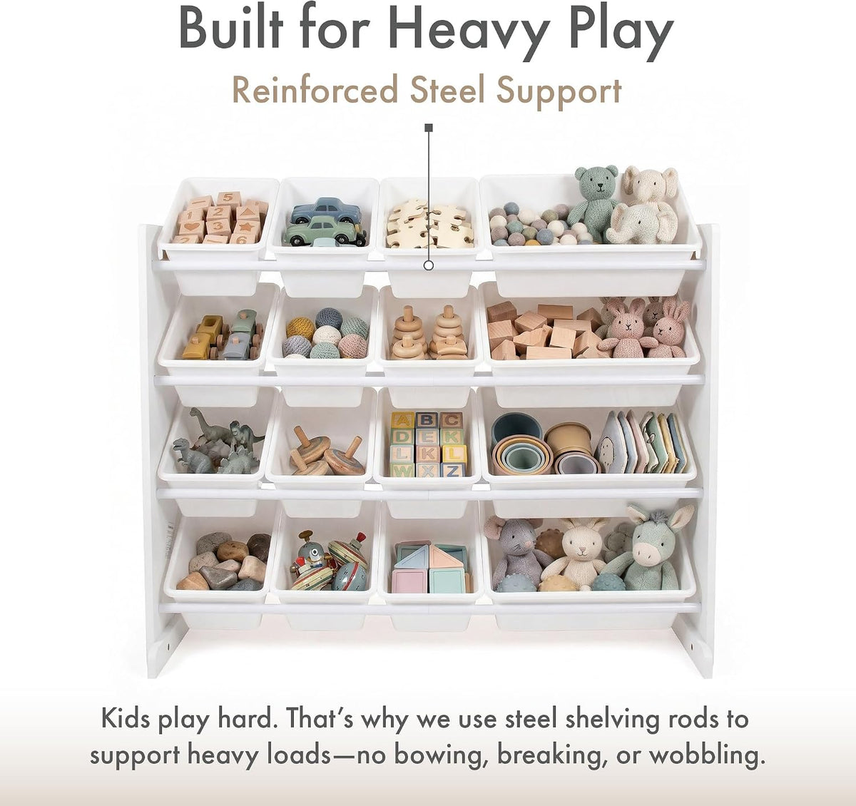 Kids Toy Organizer with 16 Bins, 4 Tier Storage for Playroom