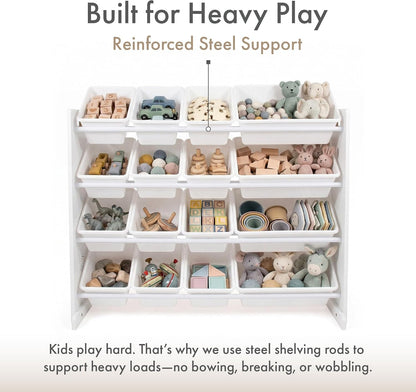 Kids Toy Organizer with 16 Bins, 4 Tier Storage for Playroom