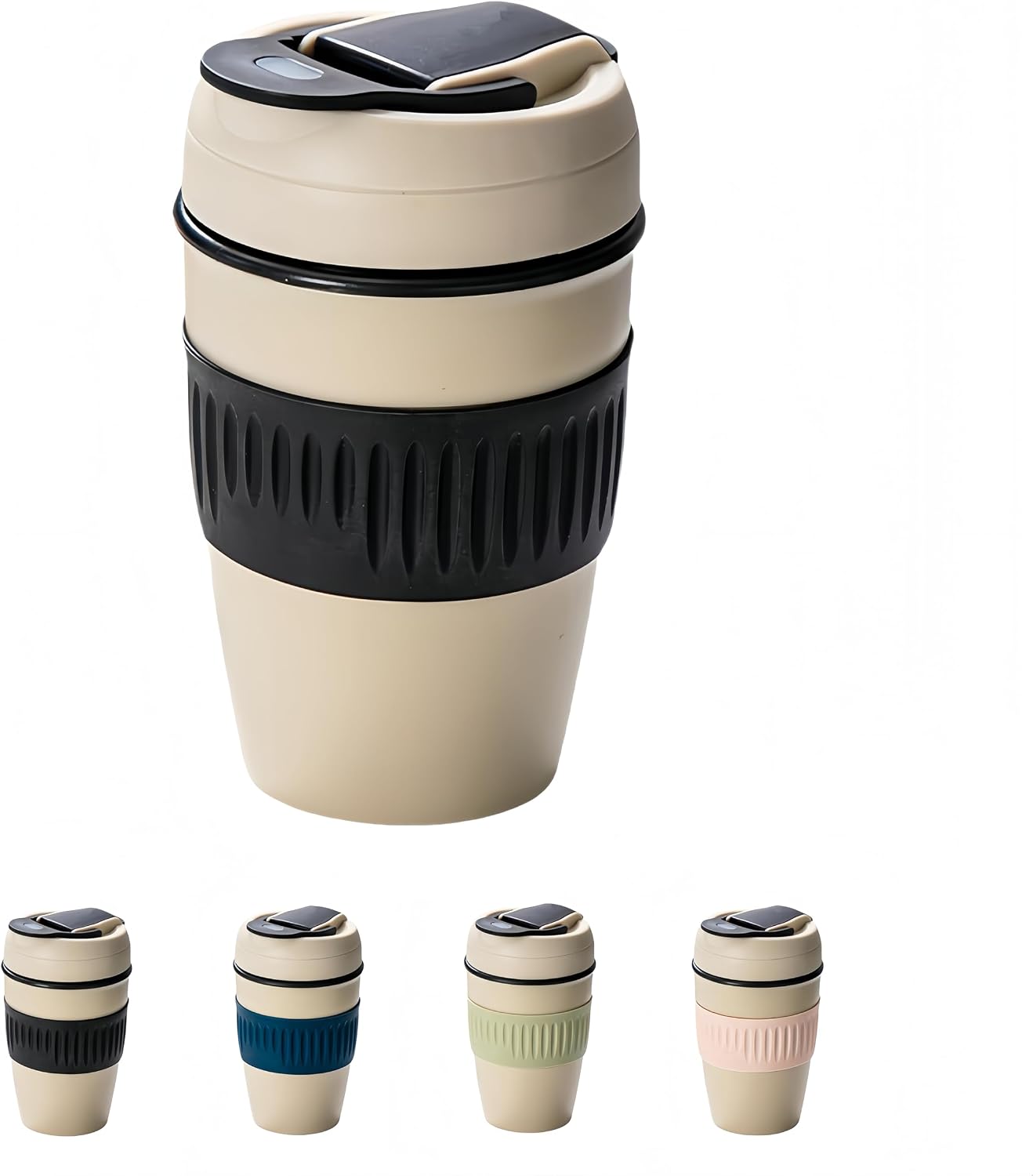 12oz Portable Vacuum Insulated Coffee Mug with Ceramic Inner, for Coffee, Flower Tea, Milk & Juice, Dual - Drinking, Leak - Proof (Blue)